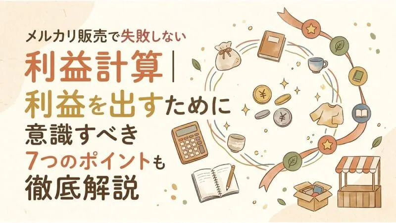 「メルカリ 利益計算」のアイキャッチ画像：自社制作