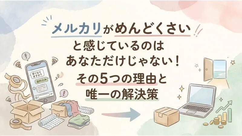 「メルカリ めんどくさい」のアイキャッチ画像：自社制作
