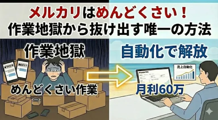 メルカリめんどくさいの記事のアイキャッチ画像：自社制作