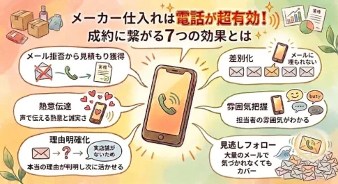 「メーカー仕入れ 電話」のアイキャッチ画像：自社制作
