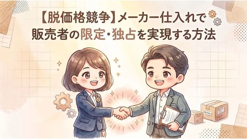 「メーカー仕入れ 限定 独占」のアイキャッチ画像：自社制作