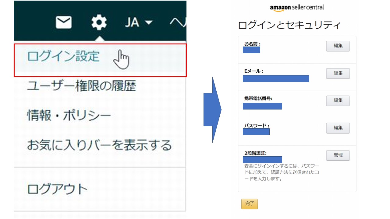 amazon出品者アカウントのパスワード変更方法