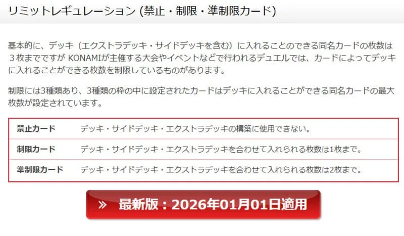 遊戯王カードリミットレギュレーション
