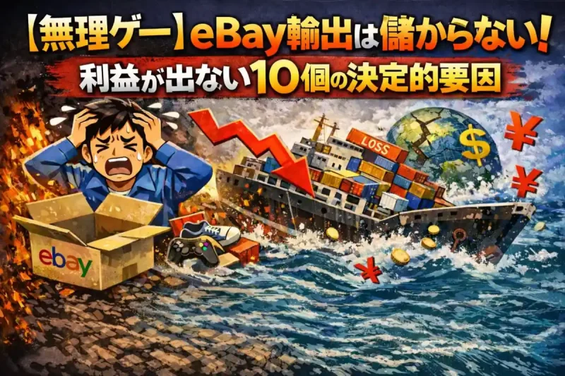 eBay輸出儲からないのアイキャッチ：自社制作